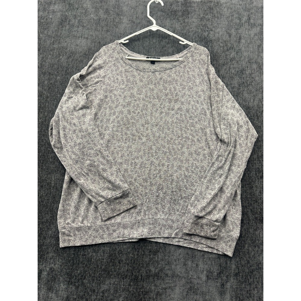 Buffalo David Bitton Top Womens 2XL Heather Gray Cheetah Knit Raglan‎ Sleeve